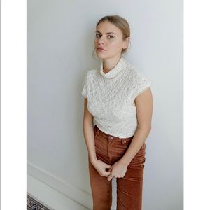 Blossom lace mock neck top